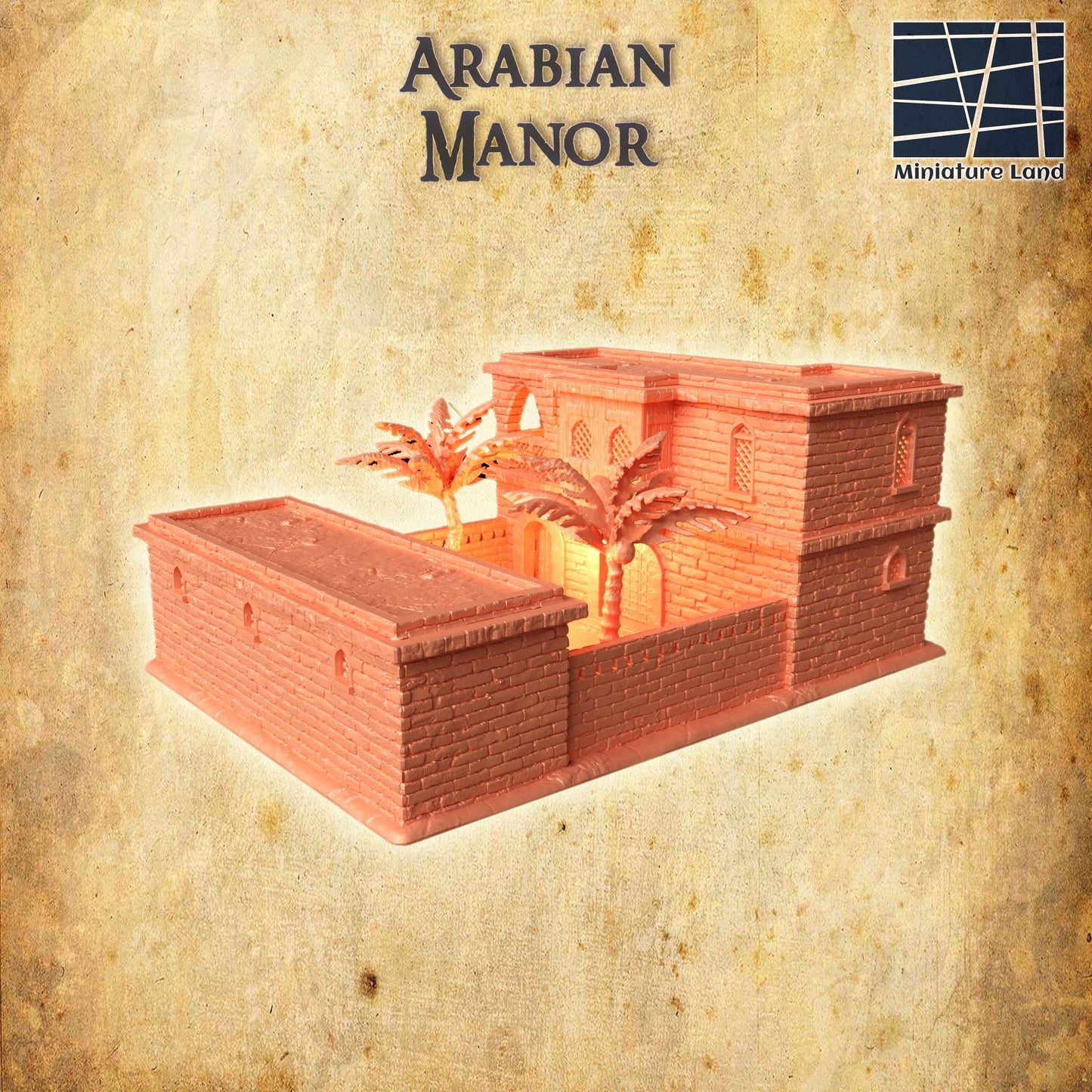 Arabian Manor - Tabletop Terrain - 28 MM Tabletop 3D Printed Terrain by MiniatureLand, Perfect for Wargaming and RPGs