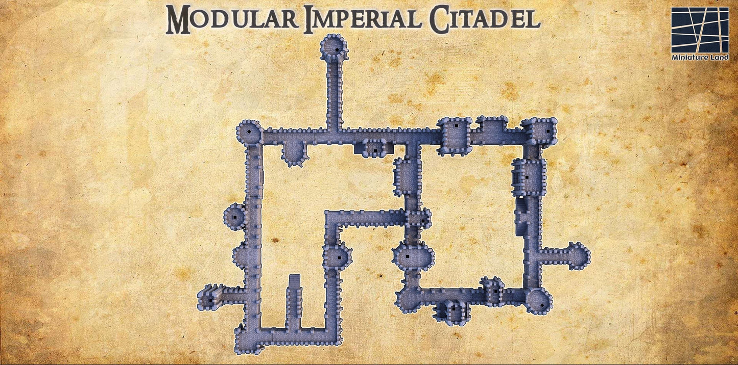 Modular Imperial Citadel - Tabletop Terrain - 28 MM, Tabletop 3D Printed Terrain by MiniatureLand, Perfect for Wargaming and RPGs