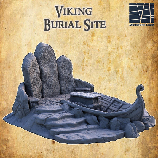 Viking Burial Site - Tabletop Terrain - 28 MM, Tabletop 3D Printed Terrain by MiniatureLand, Perfect for Wargaming and RPGs