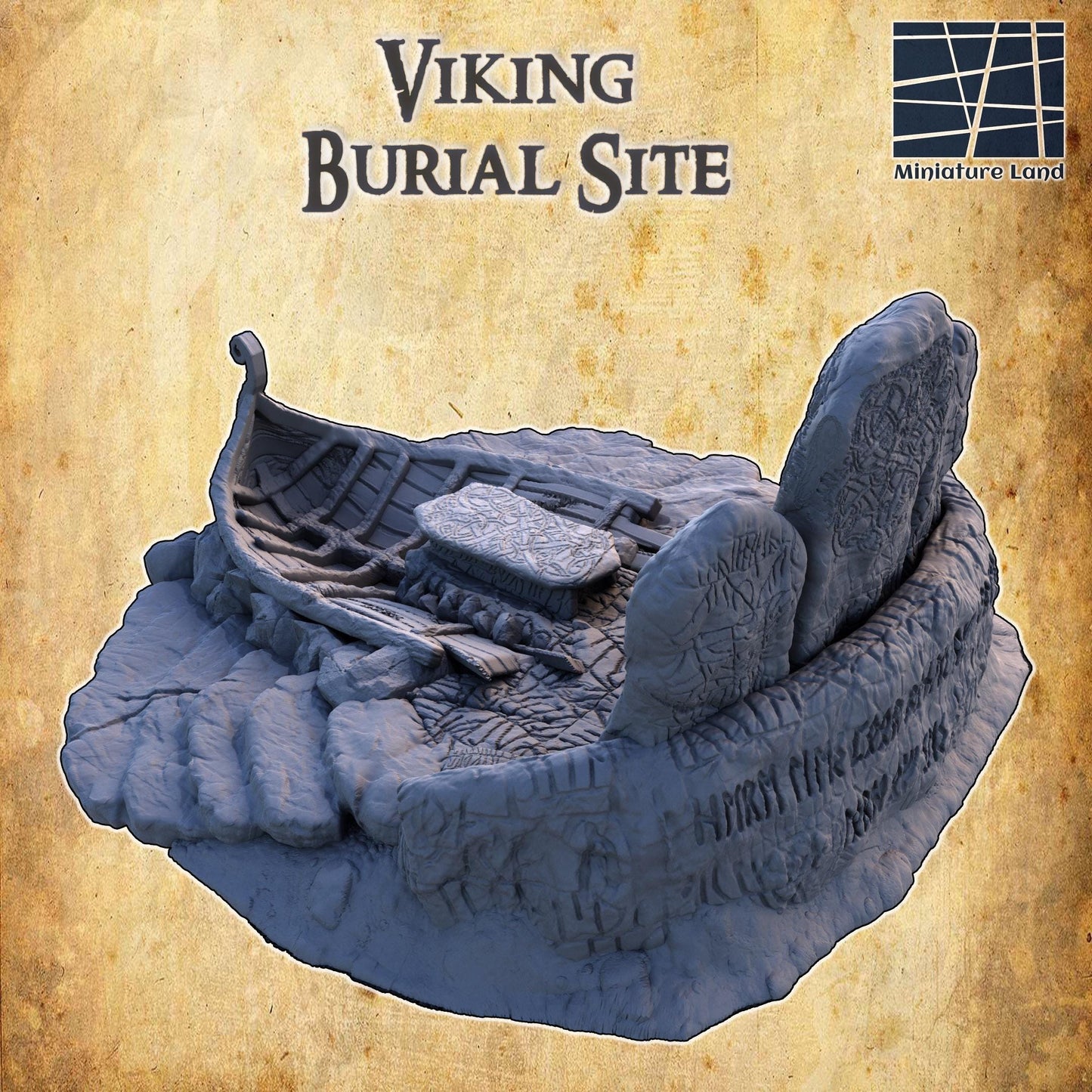 Viking Burial Site - Tabletop Terrain - 28 MM, Tabletop 3D Printed Terrain by MiniatureLand, Perfect for Wargaming and RPGs
