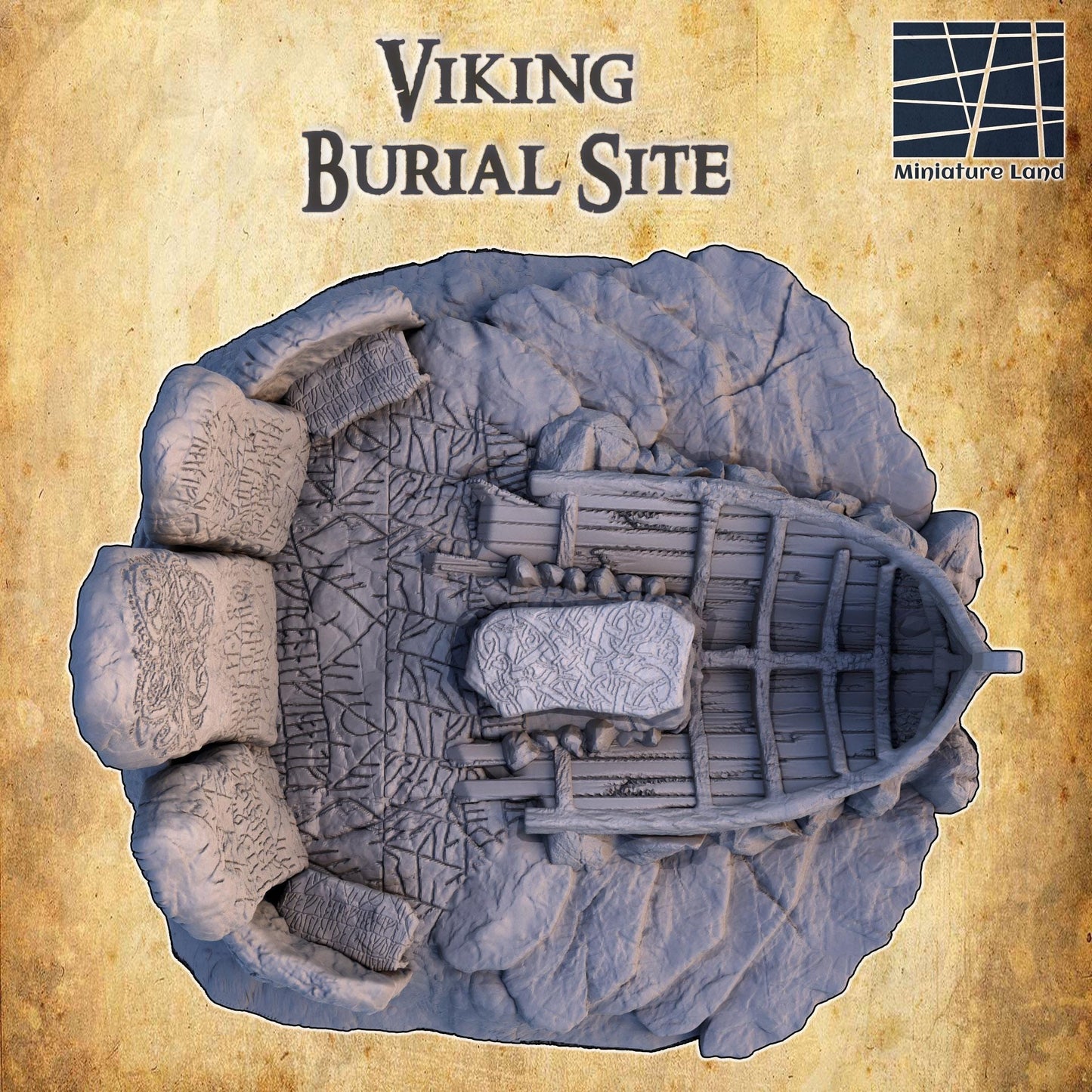 Viking Burial Site - Tabletop Terrain - 28 MM, Tabletop 3D Printed Terrain by MiniatureLand, Perfect for Wargaming and RPGs