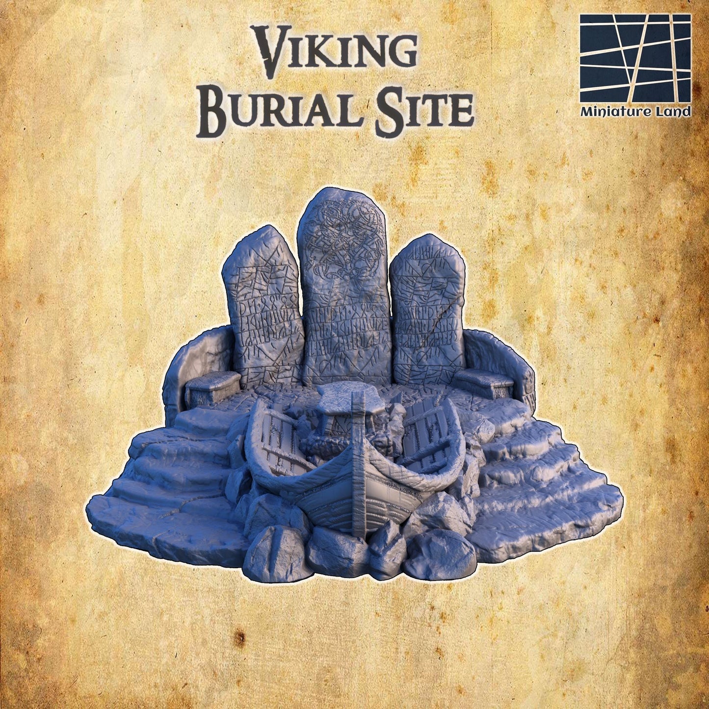 Viking Burial Site - Tabletop Terrain - 28 MM, Tabletop 3D Printed Terrain by MiniatureLand, Perfect for Wargaming and RPGs