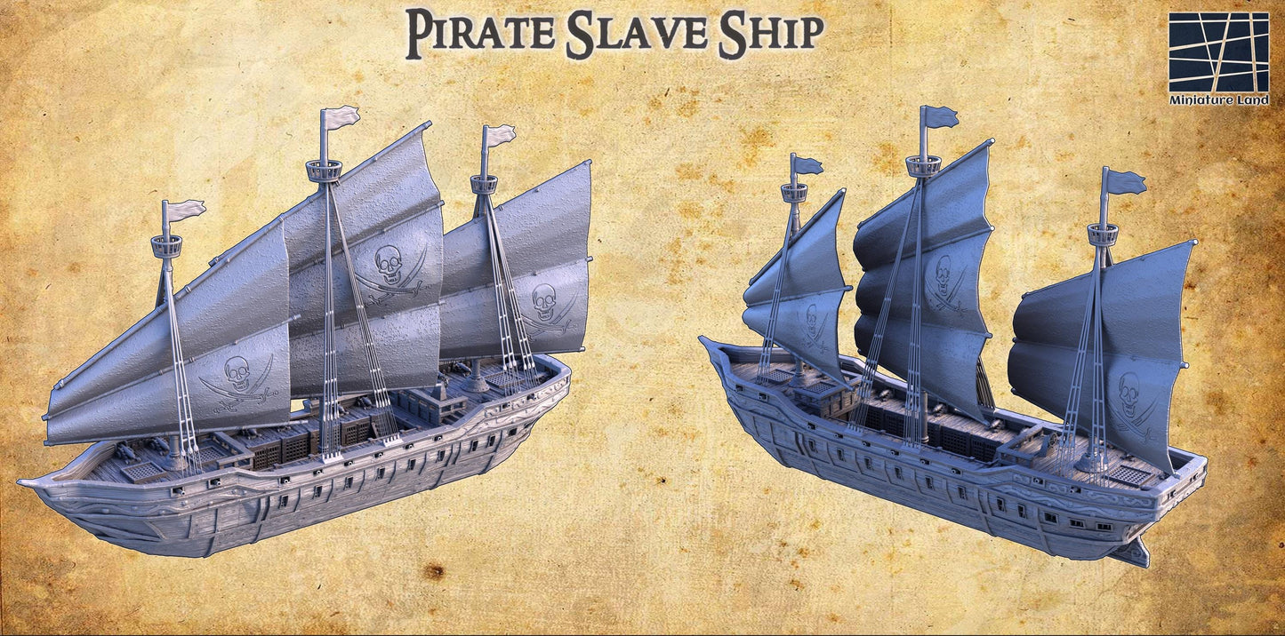 Pirate Slave Ship - Tabletop Terrain - 28 MM, Tabletop 3D Printed Terrain by MiniatureLand, Perfect for Wargaming and RPGs