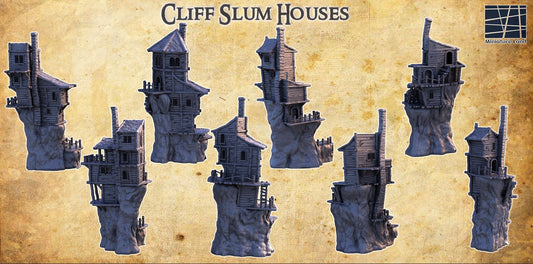 Cliff Slum Houses - Tabletop Terrain - 28 MM, Tabletop 3D Printed Terrain by MiniatureLand, Perfect for Wargaming and RPGs