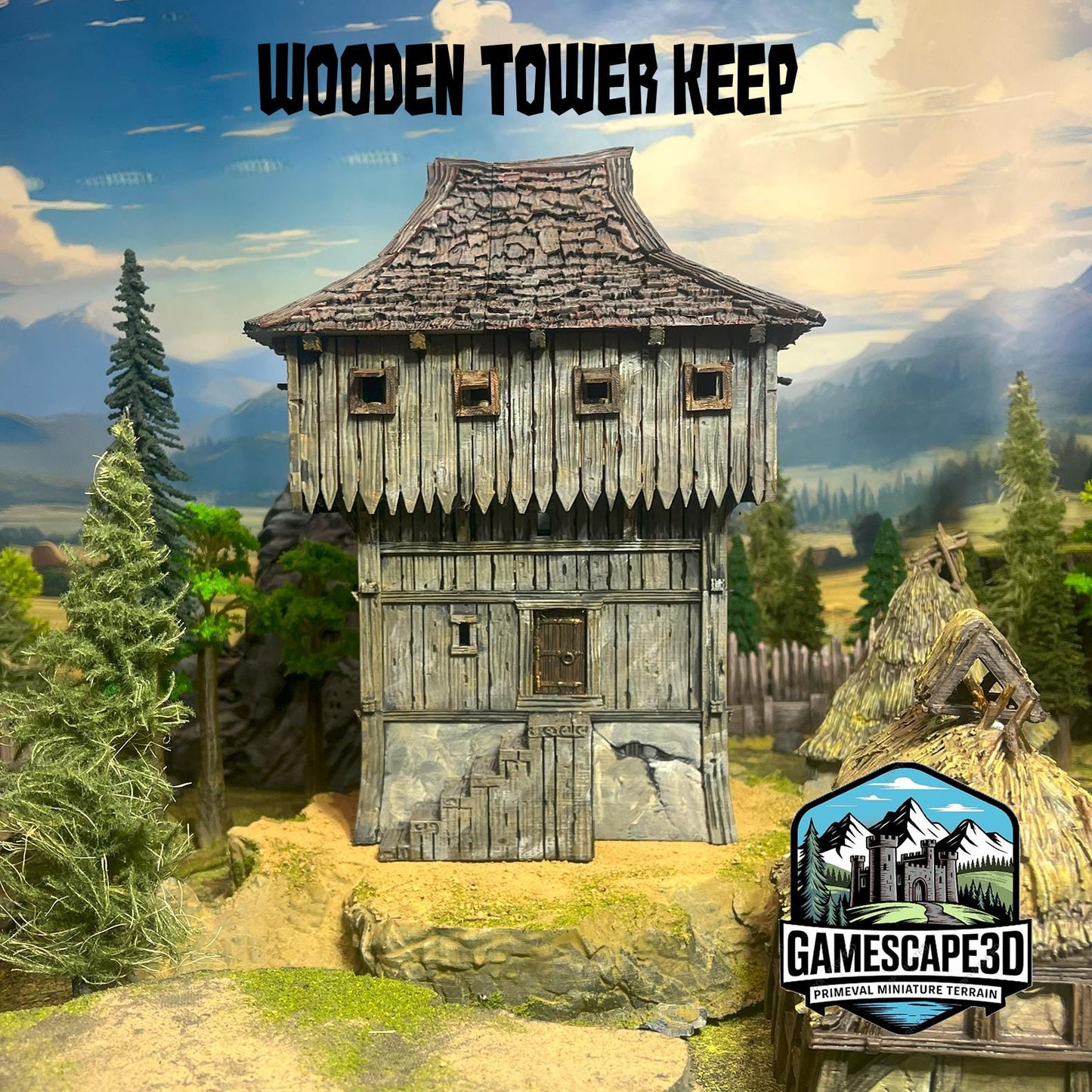 Dark Age Wooden Tower Keep by GameScape3D - 3D Printed Tabletop Terrain, Perfect for Wargames, Board Games, Role Playing Games