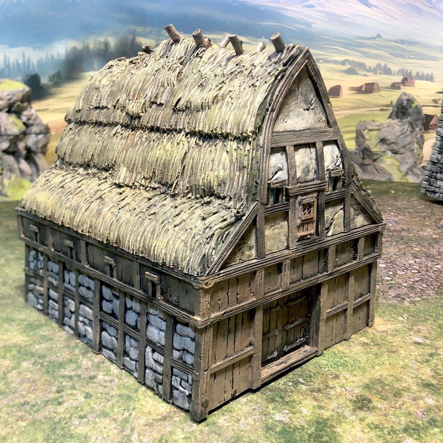 Walled Village: Manor Houses, Guard Tower, and Barn by GameScape3D - 3D Printed Tabletop Terrain, Perfect for Wargames, Board Games, RPGs