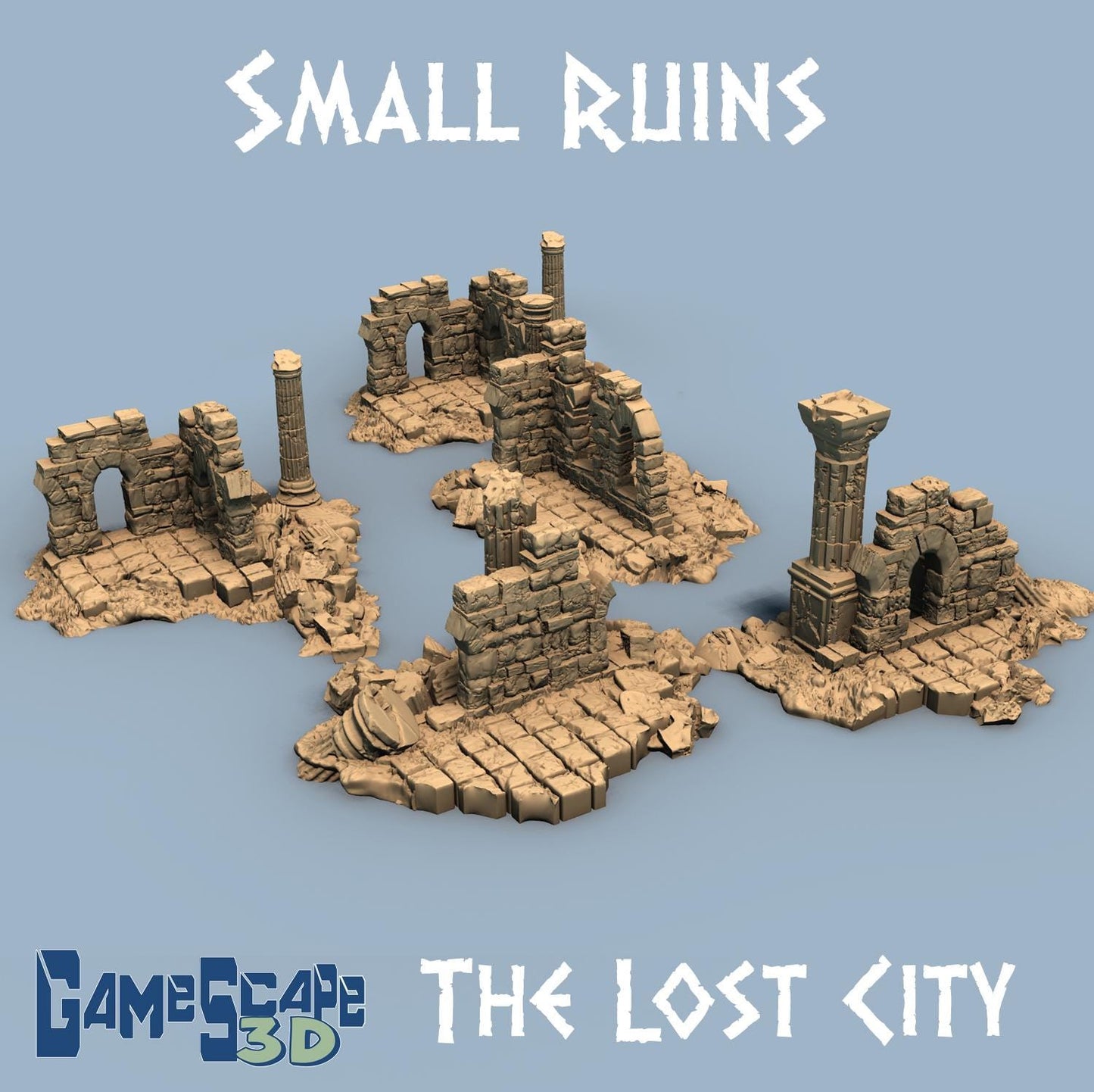 The Lost City: Medium and Small Ruins - 3D Printed Tabletop Terrain, Perfect for Wargames, Board Games, Role Playing Games