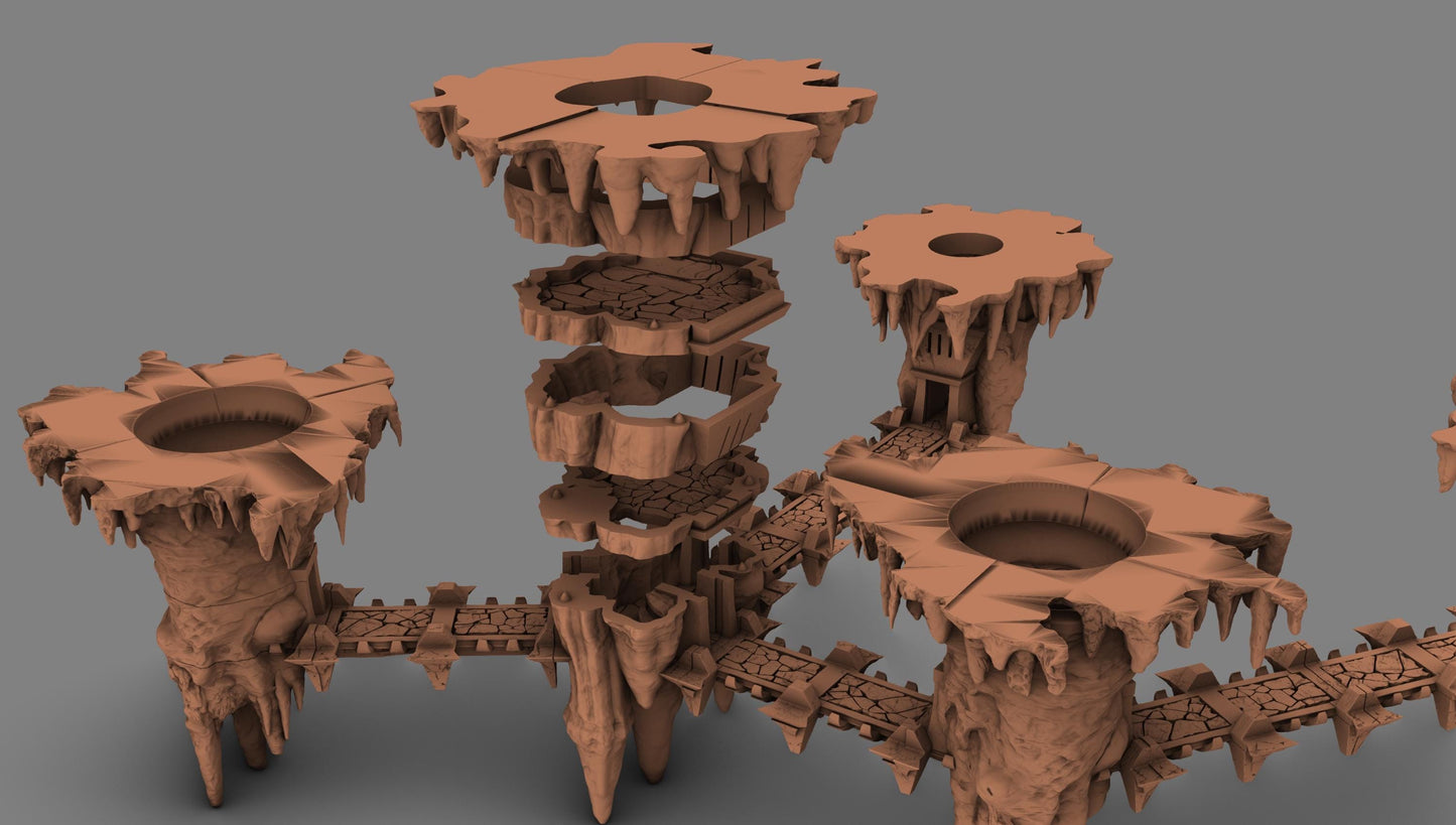 Fortified Stalactite & Bridge Compound by GameScape3D - 3D Printed Tabletop Terrain, Perfect for Wargames, Board Games, Role Playing Games