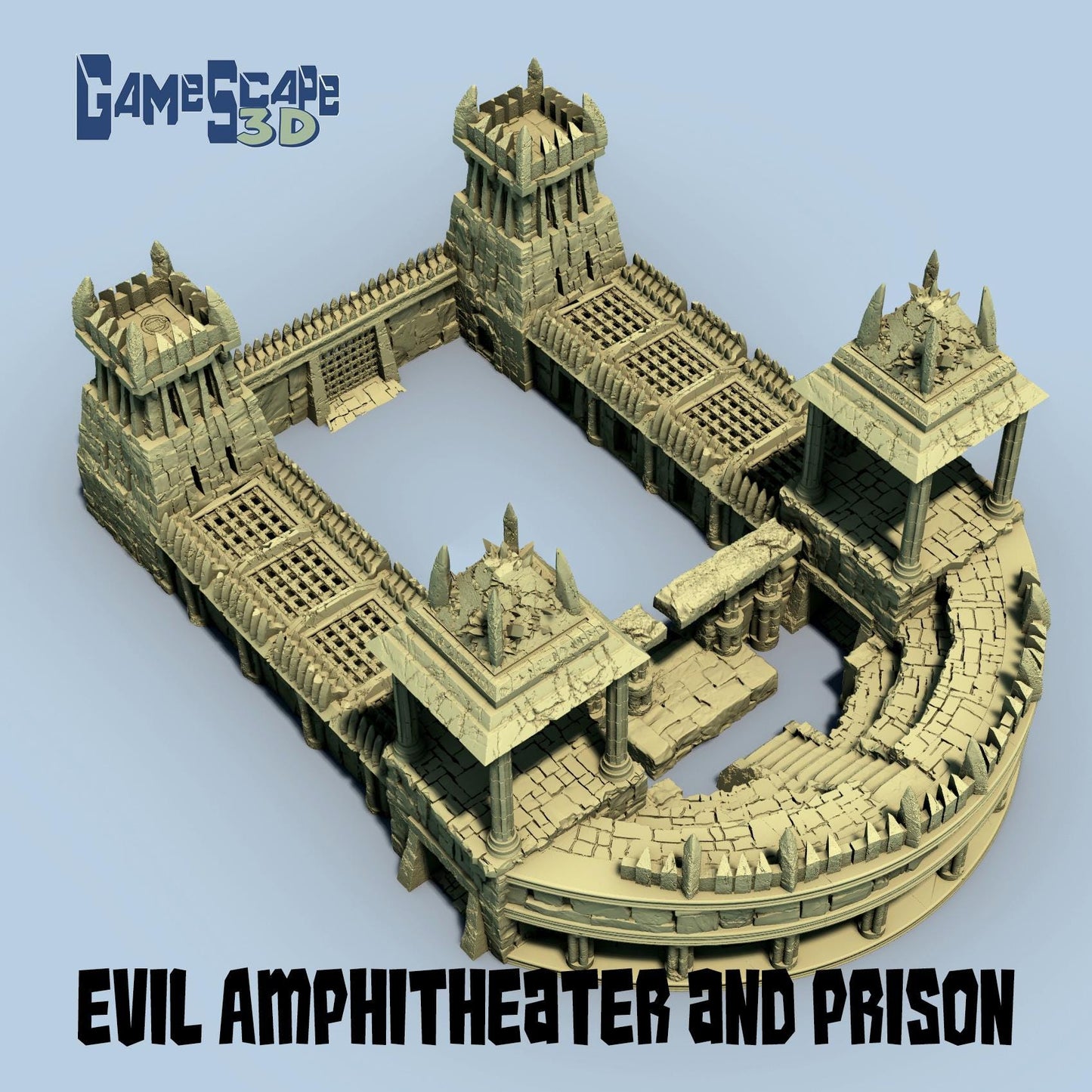 Evil Amphitheater and Prison by GameScape3D - 3D Printed Tabletop Terrain, Perfect for Wargames, Board Games, Role Playing Games
