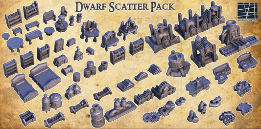 Dwarf Scatter Objects - Tabletop Terrain - 28 MM, Tabletop 3D Printed Terrain by MiniatureLand, Perfect for Wargaming and RPGs