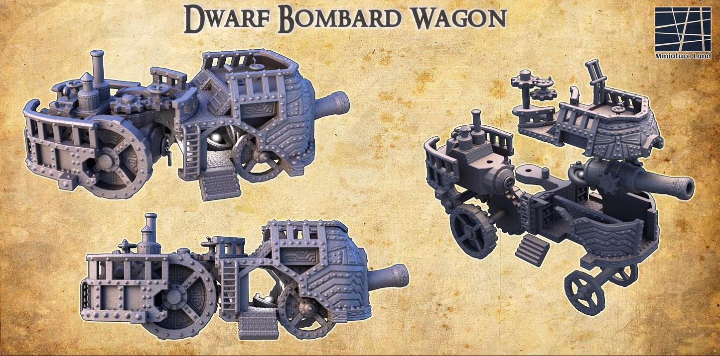 Dwarf Bombard Wagon - Tabletop Terrain - 28 MM, Tabletop 3D Printed Terrain by MiniatureLand, Perfect for Wargaming and RPGs