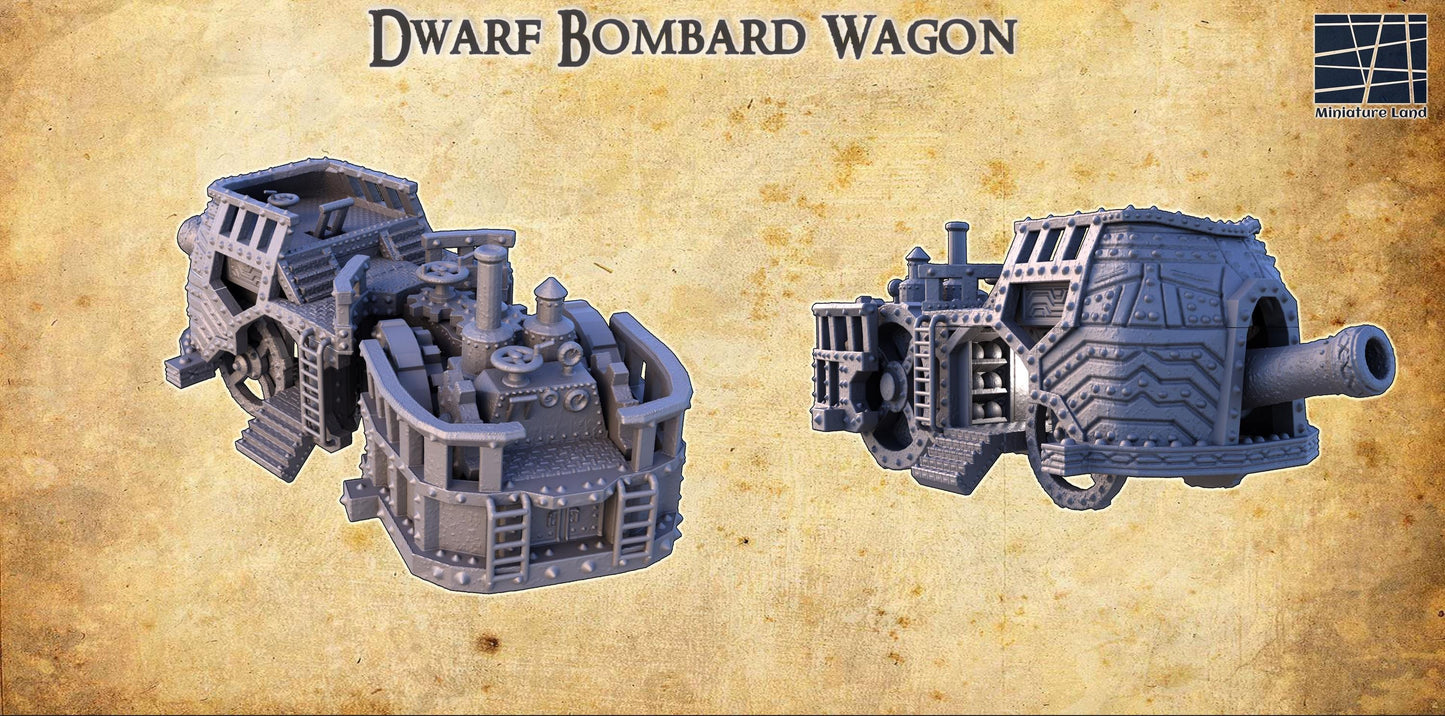 Dwarf Bombard Wagon - Tabletop Terrain - 28 MM, Tabletop 3D Printed Terrain by MiniatureLand, Perfect for Wargaming and RPGs