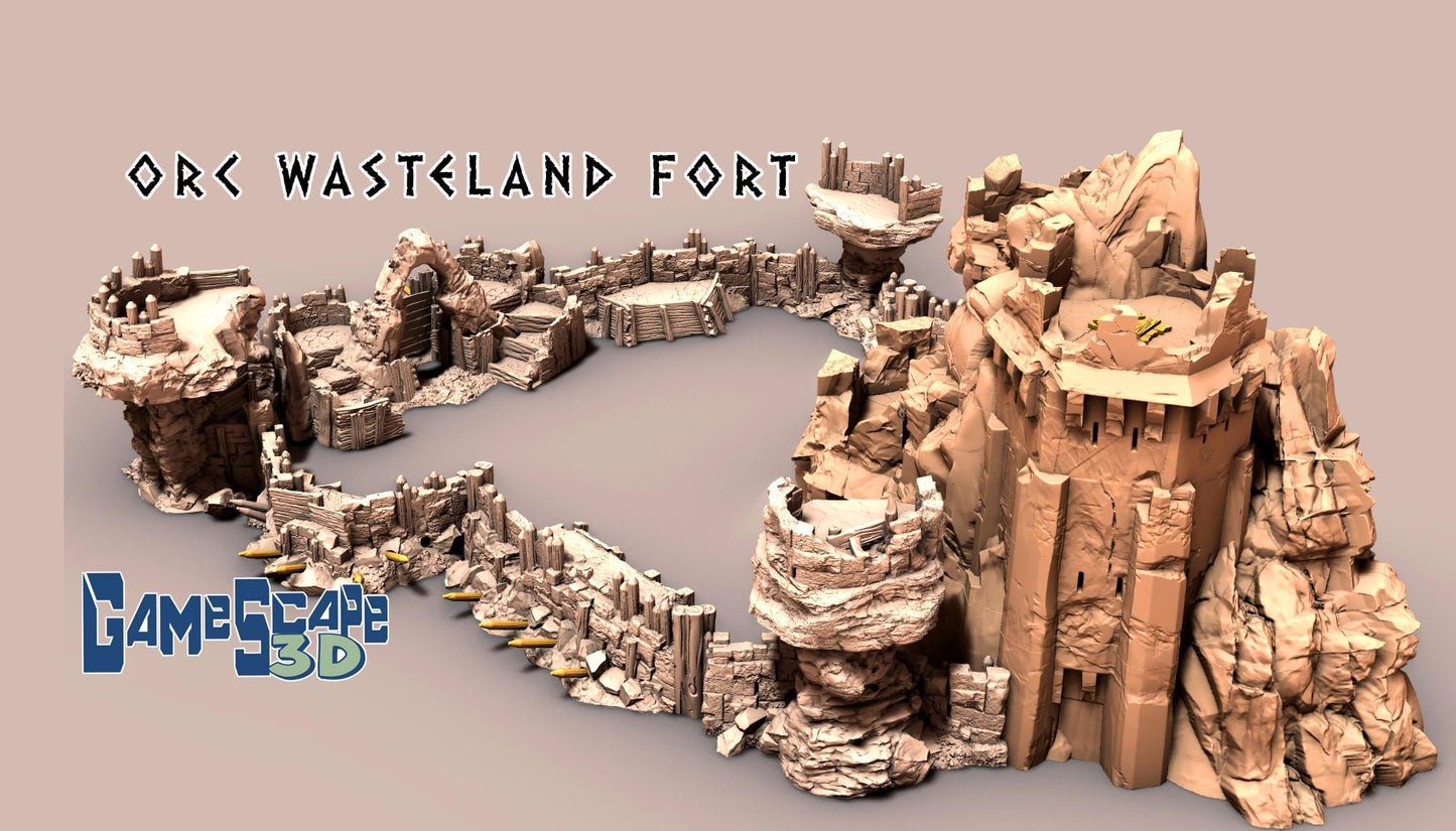 Orc Wasteland Fort and Dwarven Ruin - 3D Printed Tabletop Terrain, Perfect for Wargames, Board Games, Role Playing Games