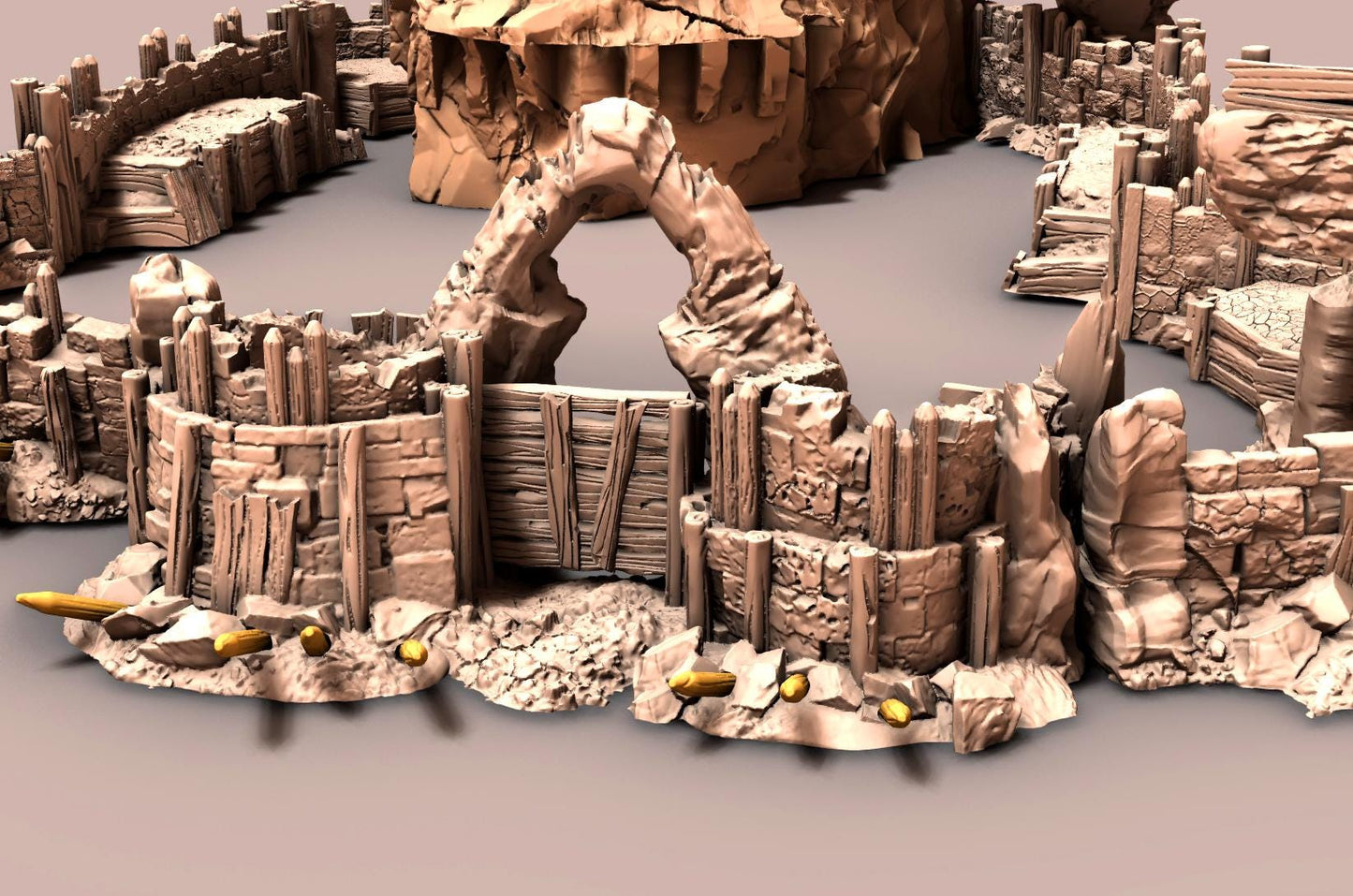 Orc Wasteland Fort and Dwarven Ruin - 3D Printed Tabletop Terrain, Perfect for Wargames, Board Games, Role Playing Games