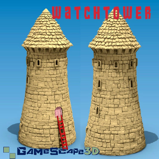 Watchtower with Ladder Access by GameScape3D - 3D Printed Tabletop Terrain, Perfect for Wargames, Board Games, RPGs