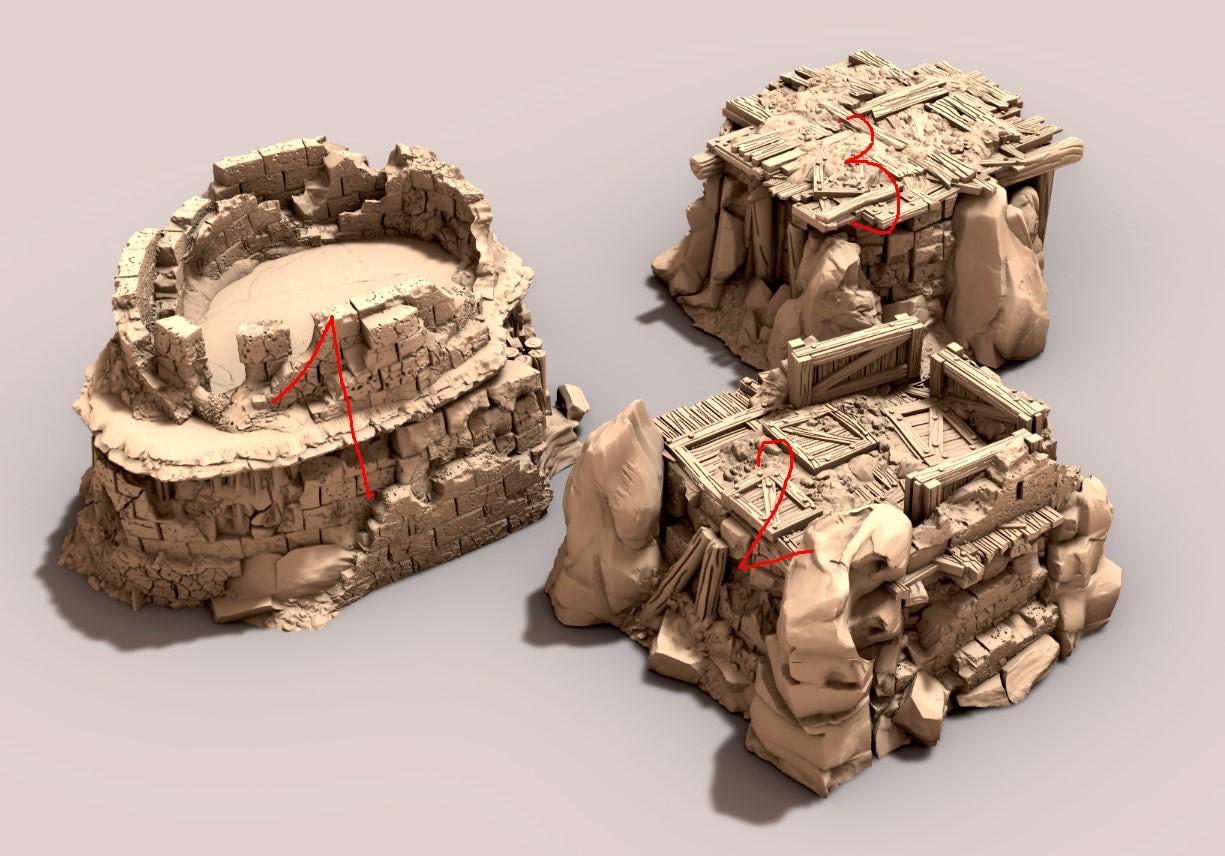 Badland Orc Houses - 28mm 3D Printed Tabletop Terrain, Perfect for Wargames, Board Games, Role Playing Games