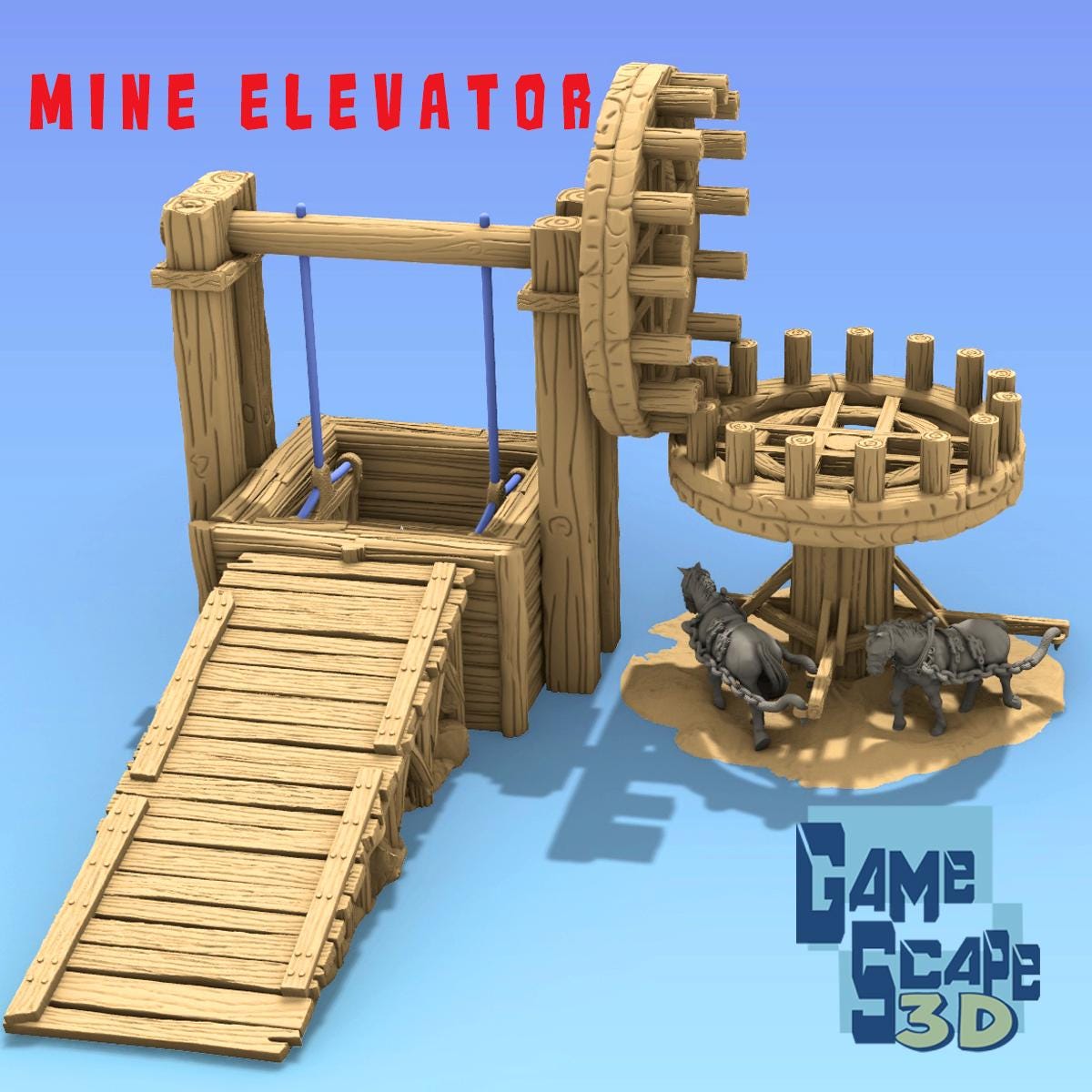 Mine Elevator by GameScape3D - 3D Printed Tabletop Terrain, Perfect for Wargames, Role playing games, Tabletop games