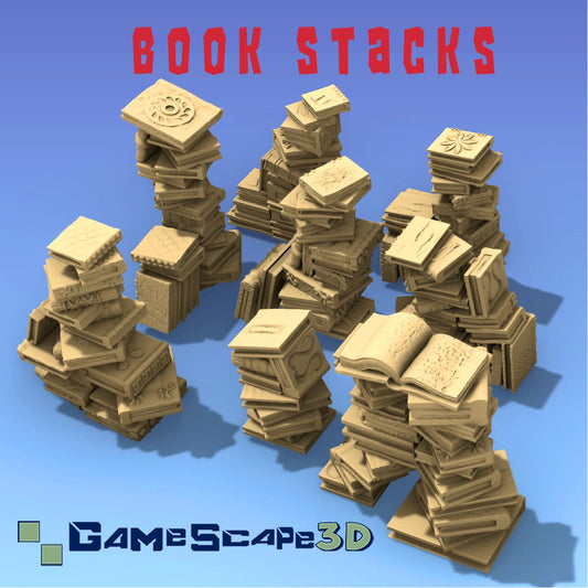 Precarious Book Stacks Scatter Terrain by GameScape3D - 3D Printed Tabletop Terrain, Perfect for Wargames, Board Games, RPGs