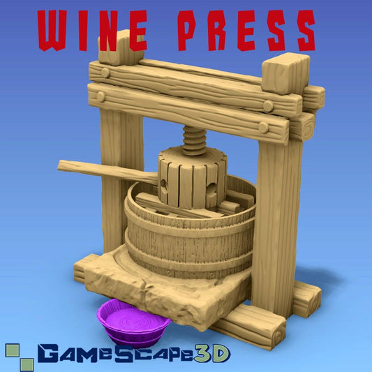 Wine Press Scatter Terrain by GameScape3D - 3D Printed Tabletop Terrain, Perfect for Wargames, Role playing games, Tabletop games