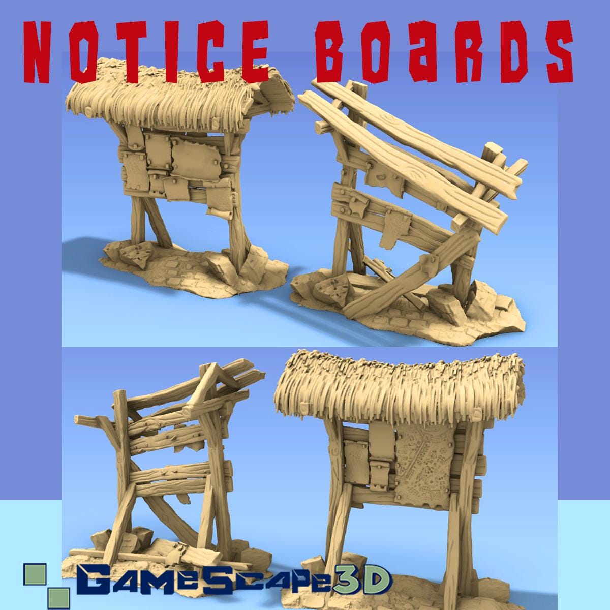 Notice Board Scatter Terrain by GameScape3D - 3D Printed Tabletop Terrain, Perfect for Wargames, Role playing games, Tabletop games