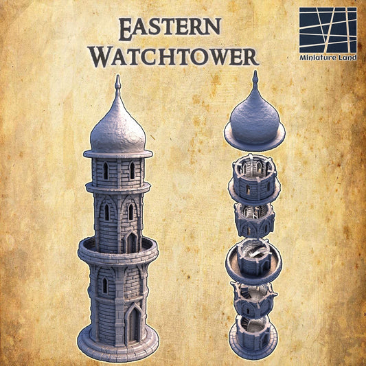 Eastern Watchtower - Tabletop Terrain - 28 MM Tabletop 3D Printed Terrain by MiniatureLand, Perfect for Wargaming and RPGs