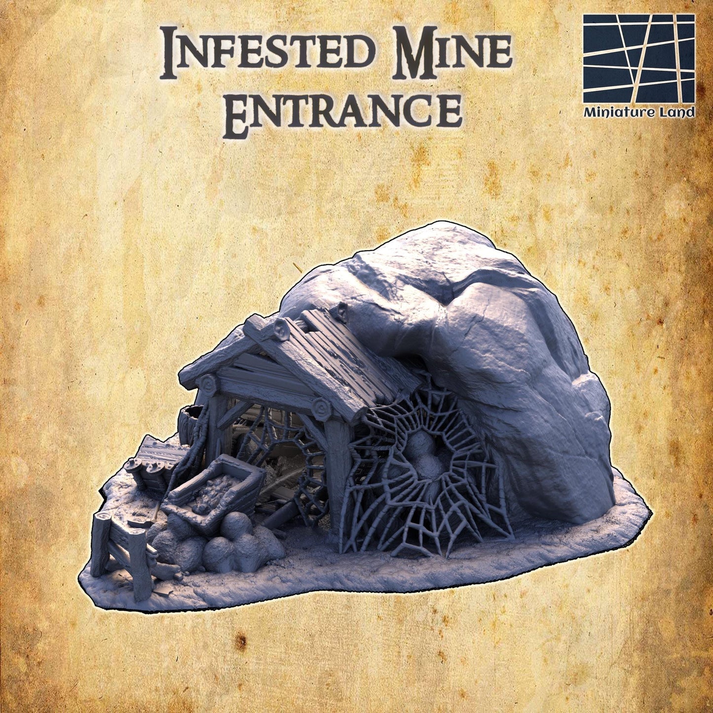 Infested Mine Entrance - Tabletop Terrain - 28 MM, Tabletop 3D Printed Terrain by MiniatureLand, Perfect for Wargaming and RPGs