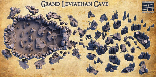 Grand Leviathan Cave - Tabletop Terrain - 28 MM, Tabletop 3D Printed Terrain by MiniatureLand, Perfect for Wargaming and RPGs