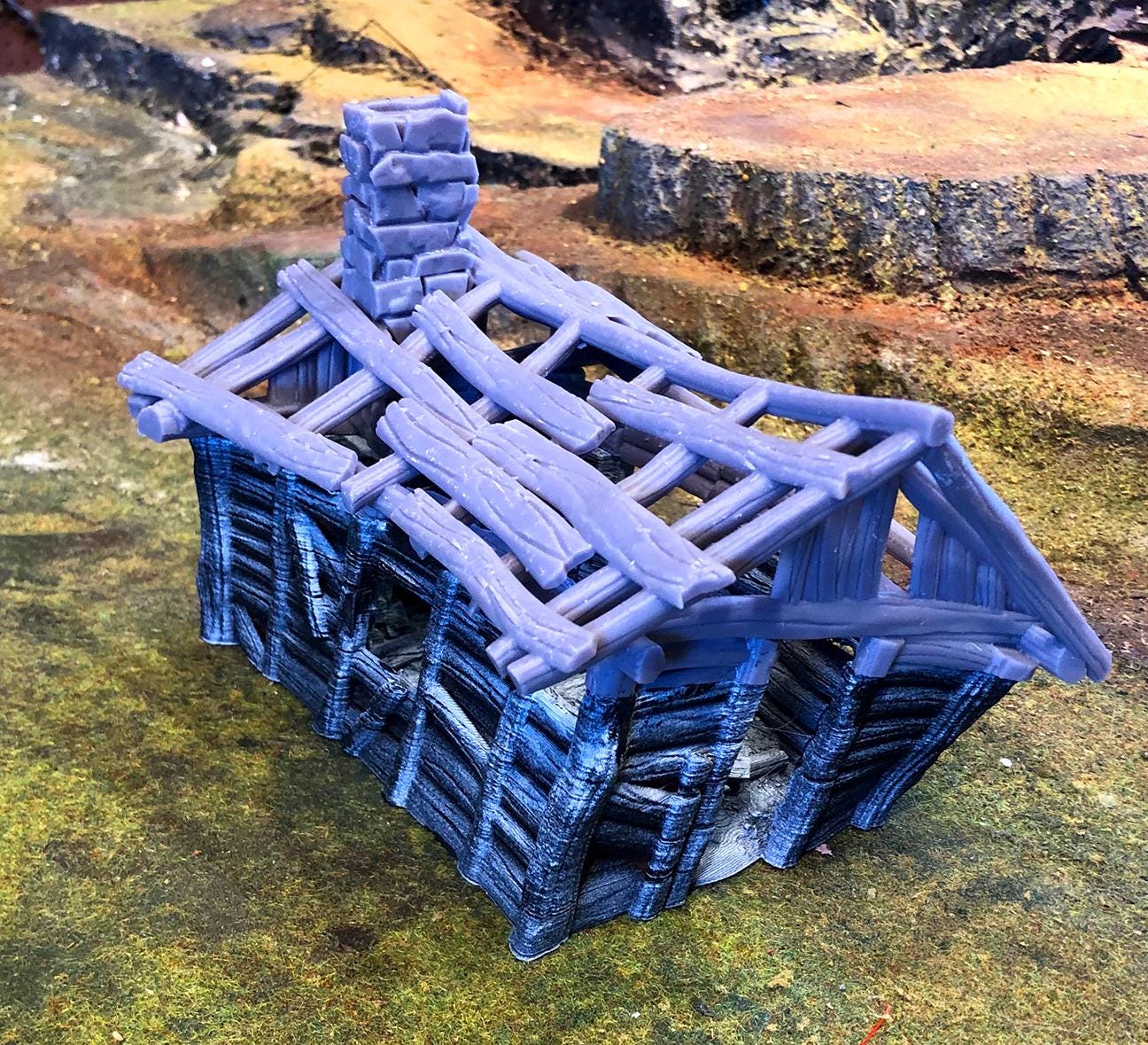 Leaning Shack Ruin by GameScape3D - 3D Printed Tabletop Terrain, Perfect for Wargames, Role playing games, Tabletop games
