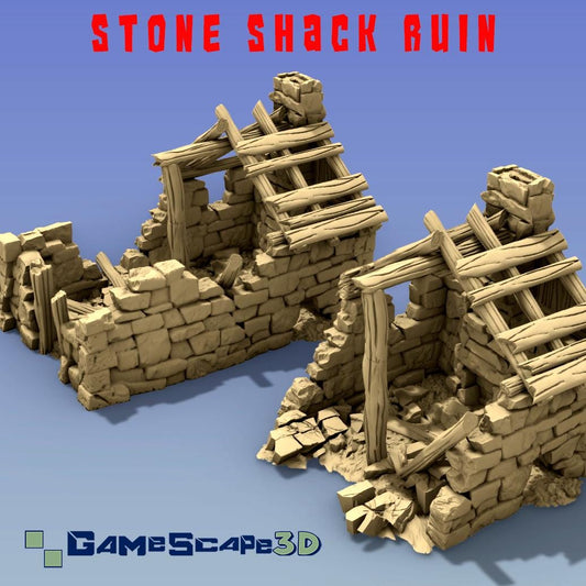 Stone Shack Ruin by GameScape3D - 3D Printed Tabletop Terrain, Perfect for Wargames, Role playing games, Tabletop games