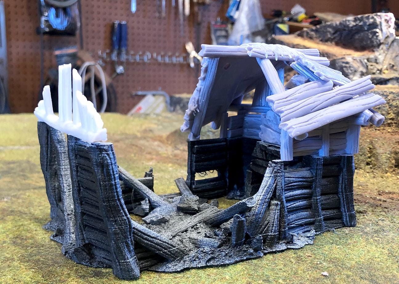 Wood Shack Ruin 1 by GameScape3D - 3D Printed Tabletop Terrain, Perfect for Wargames, Role playing games, Tabletop games