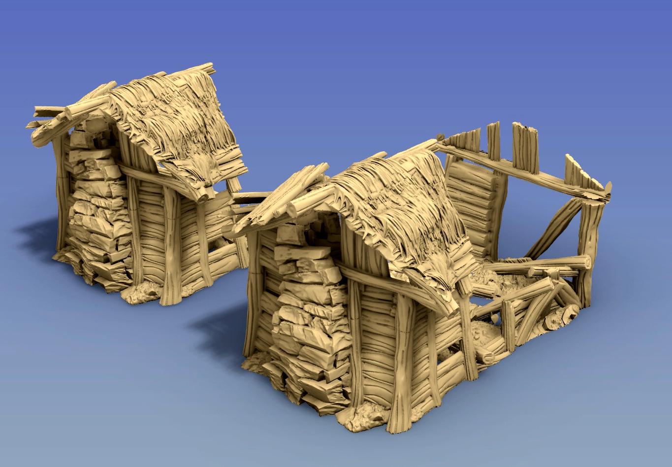 Wood Shack Ruin 1 by GameScape3D - 3D Printed Tabletop Terrain, Perfect for Wargames, Role playing games, Tabletop games