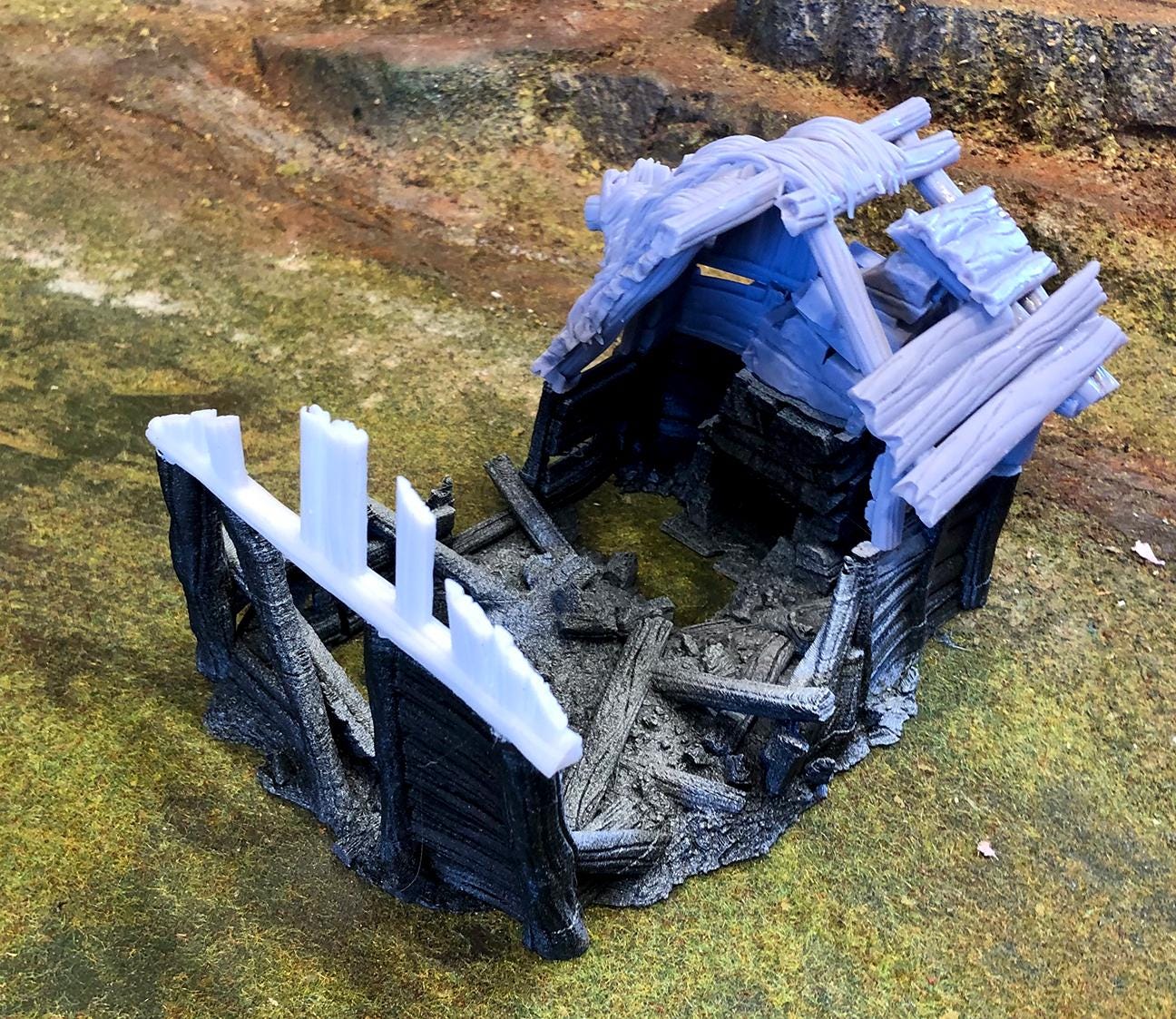 Wood Shack Ruin 1 by GameScape3D - 3D Printed Tabletop Terrain, Perfect for Wargames, Role playing games, Tabletop games