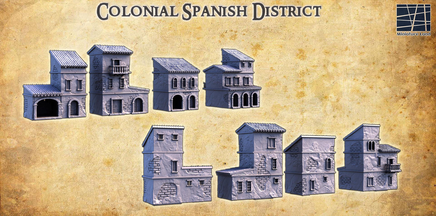 Colonial Spanish District - Tabletop Terrain - 28 MM, Tabletop 3D Printed Terrain by MiniatureLand, Perfect for Wargaming and RPGs