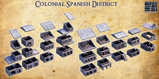 Colonial Spanish District - Tabletop Terrain - 28 MM, Tabletop 3D Printed Terrain by MiniatureLand, Perfect for Wargaming and RPGs