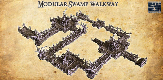 Modular Swamp Walkway - Tabletop Terrain - 28 MM, Tabletop 3D Printed Terrain by MiniatureLand, Perfect for Wargaming and RPGs