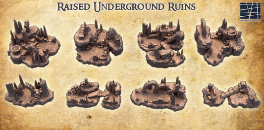 Raised Underground Ruins - Tabletop Terrain - 28 MM, Tabletop 3D Printed Terrain by MiniatureLand, Perfect for Wargaming and RPGs