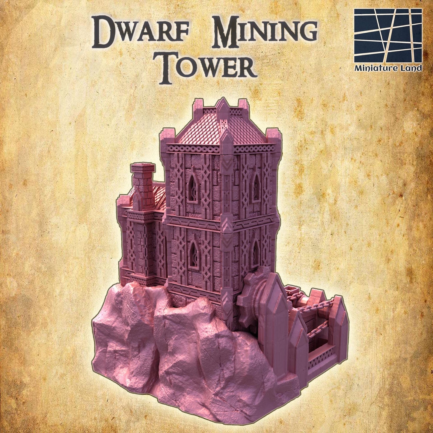 Dwarf Mining Tower - Tabletop Terrain - 28 MM, Tabletop 3D Printed Terrain by MiniatureLand, Perfect for Wargaming and RPGs