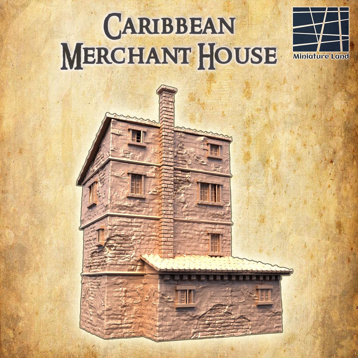 Caribbean Market House - Tabletop Terrain - 28 MM Tabletop 3D Printed Terrain by MiniatureLand, Perfect for Wargaming and RPGs