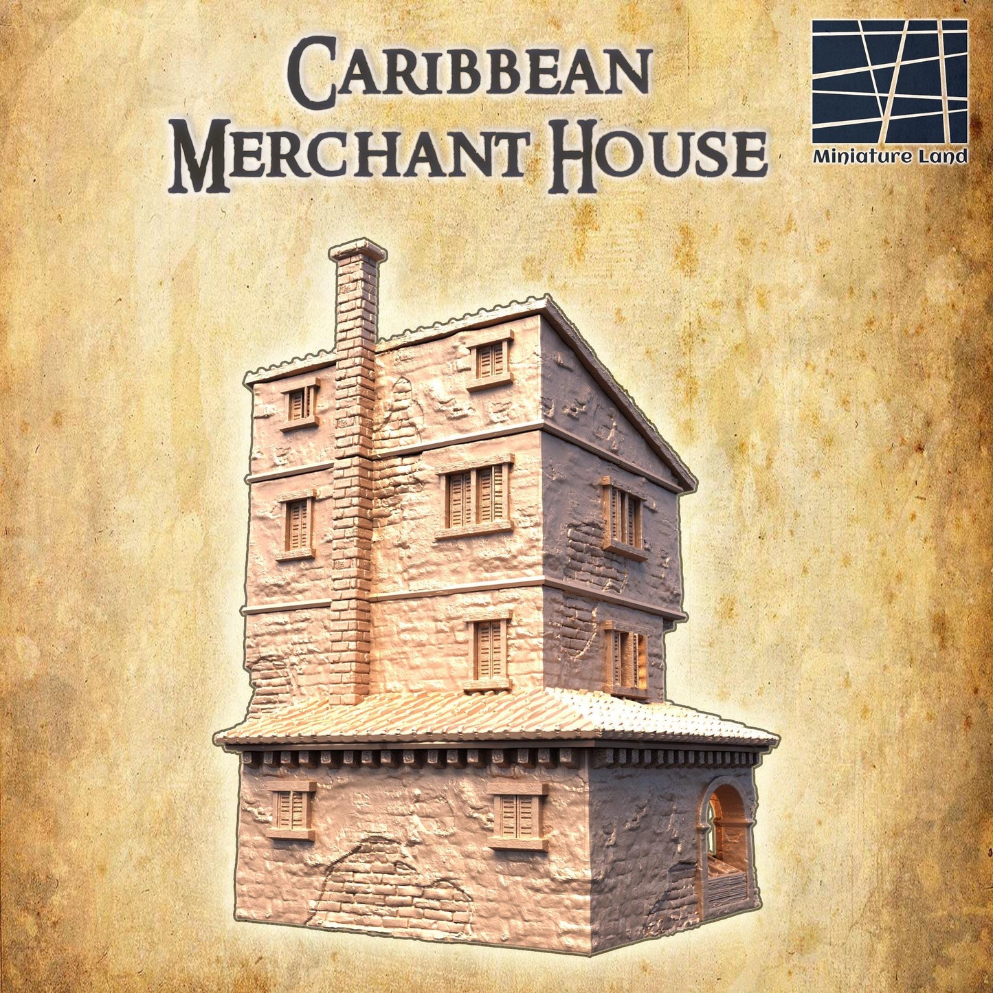 Caribbean Market House - Tabletop Terrain - 28 MM Tabletop 3D Printed Terrain by MiniatureLand, Perfect for Wargaming and RPGs
