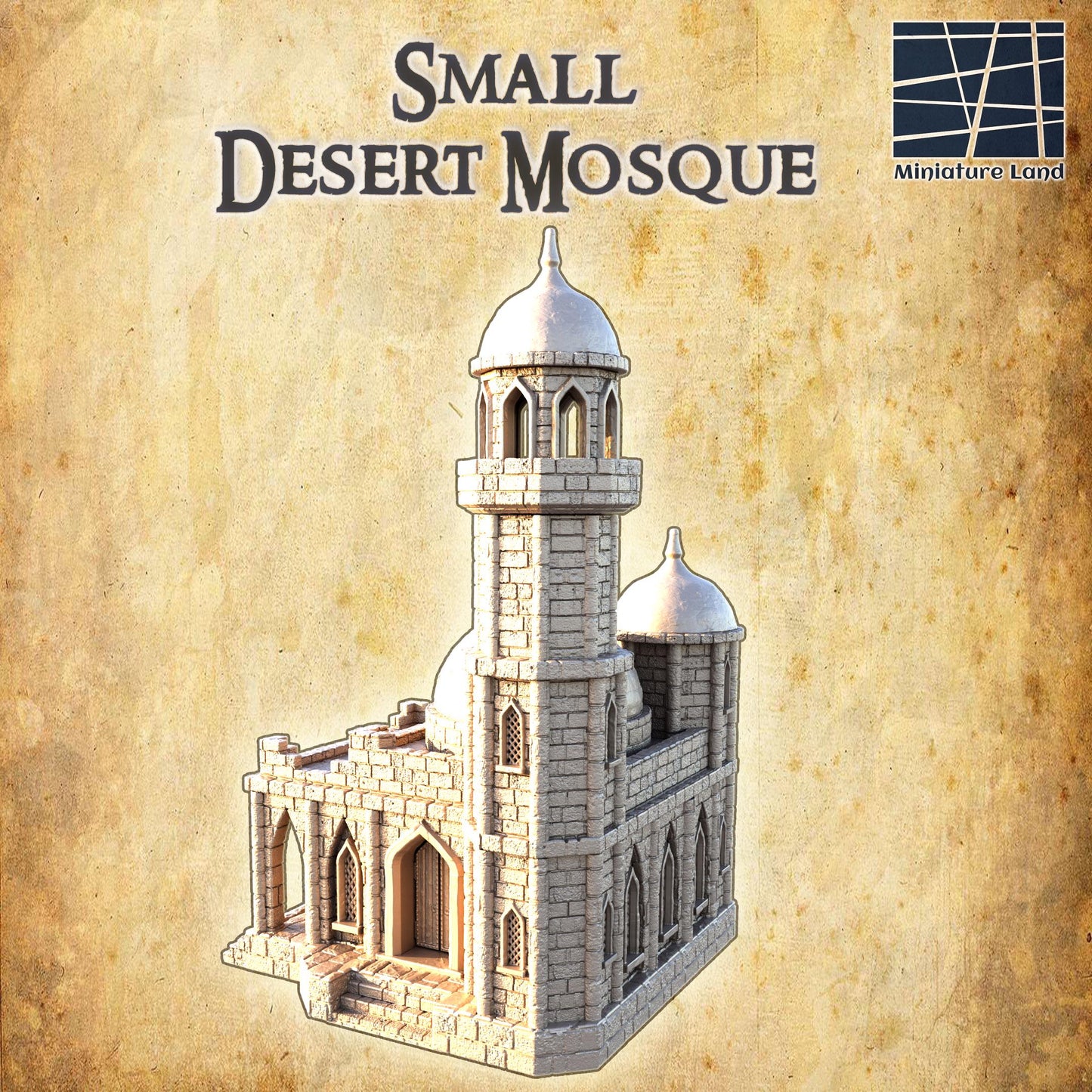 Small Desert Mosque - Tabletop Terrain - 28 MM Tabletop 3D Printed Terrain by MiniatureLand, Perfect for Wargaming and RPGs