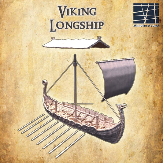 Viking Longship - Tabletop Terrain - 28 MM, Tabletop 3D Printed Terrain by MiniatureLand, Perfect for Wargaming and RPGs