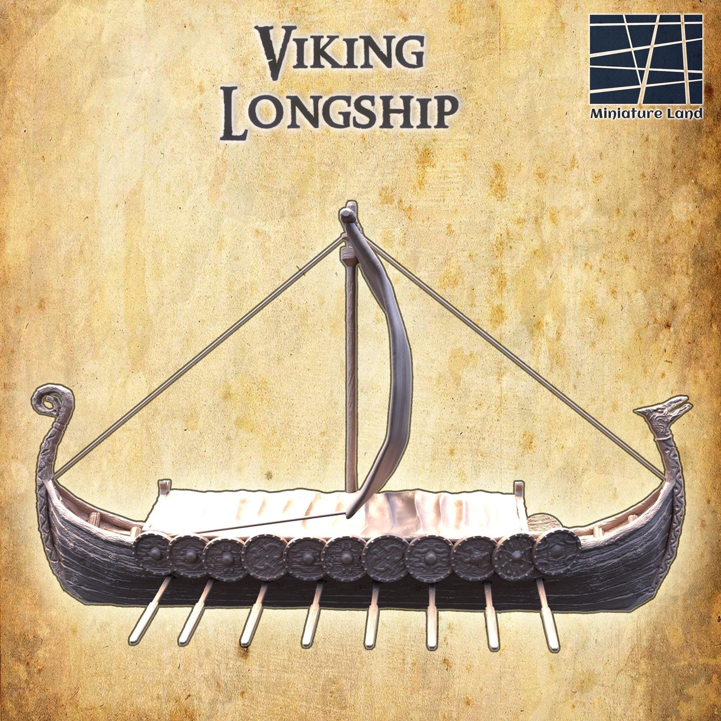 Viking Longship - Tabletop Terrain - 28 MM, Tabletop 3D Printed Terrain by MiniatureLand, Perfect for Wargaming and RPGs