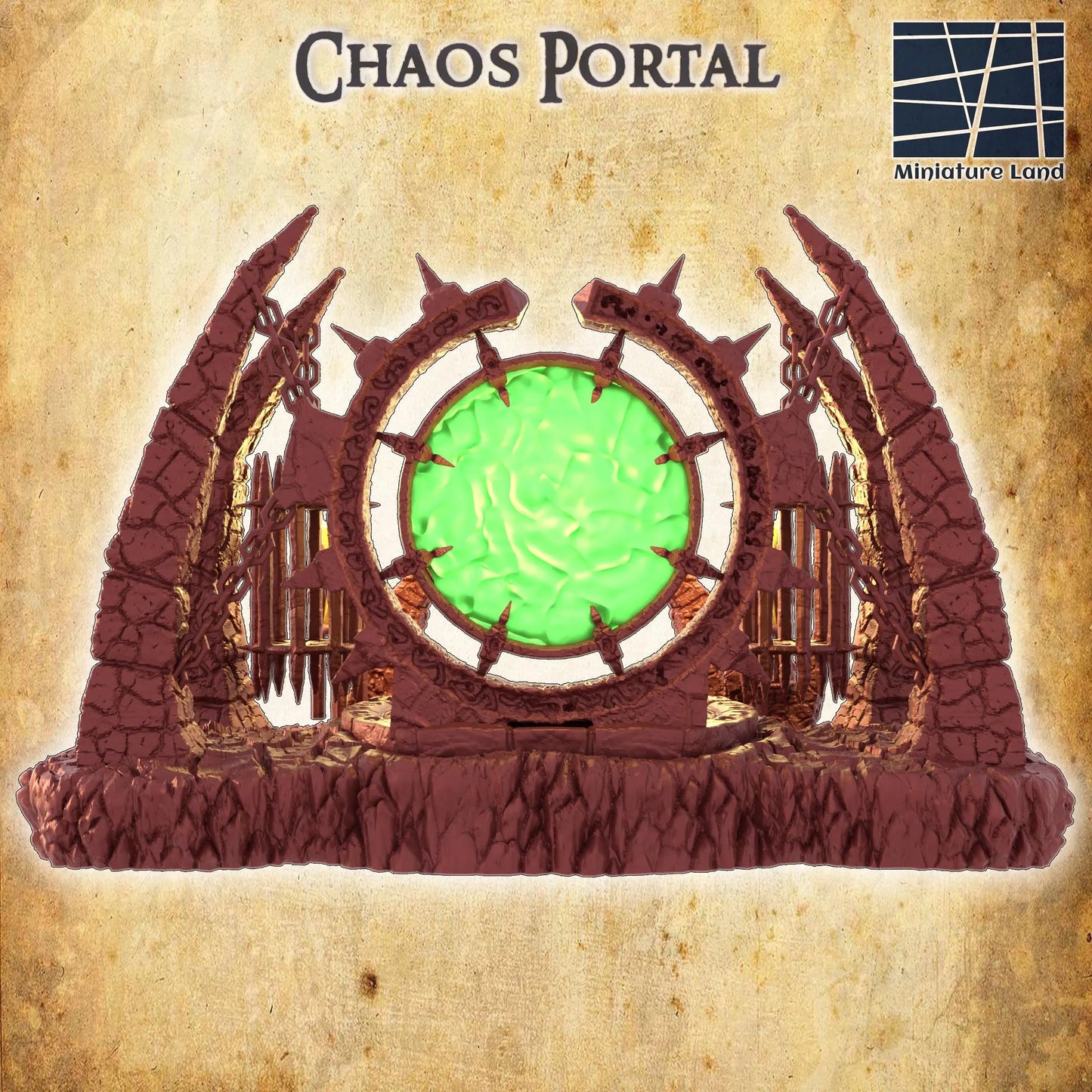 Chaos Portal - Tabletop Terrain - 28 MM, Tabletop 3D Printed Terrain by MiniatureLand, Perfect for Wargaming and RPGs