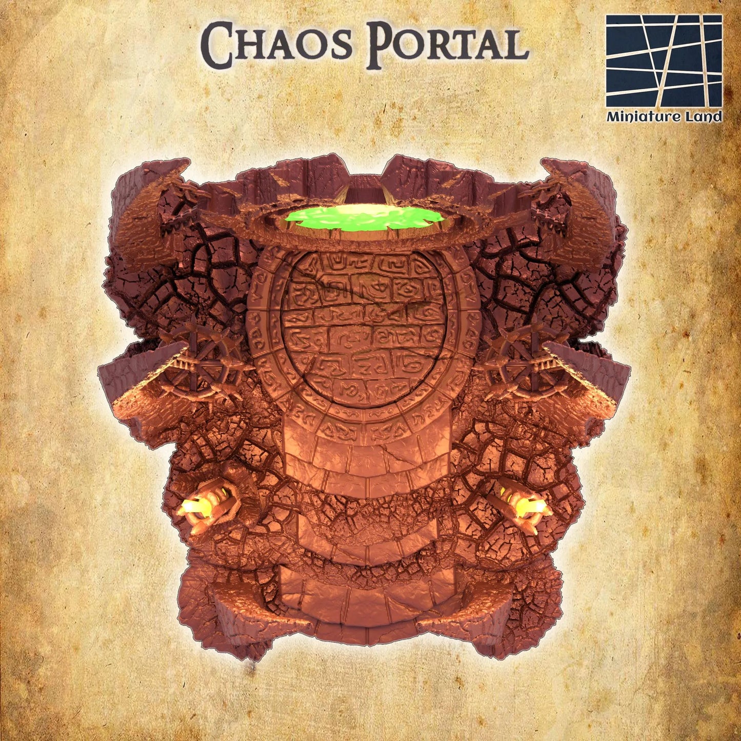 Chaos Portal - Tabletop Terrain - 28 MM, Tabletop 3D Printed Terrain by MiniatureLand, Perfect for Wargaming and RPGs