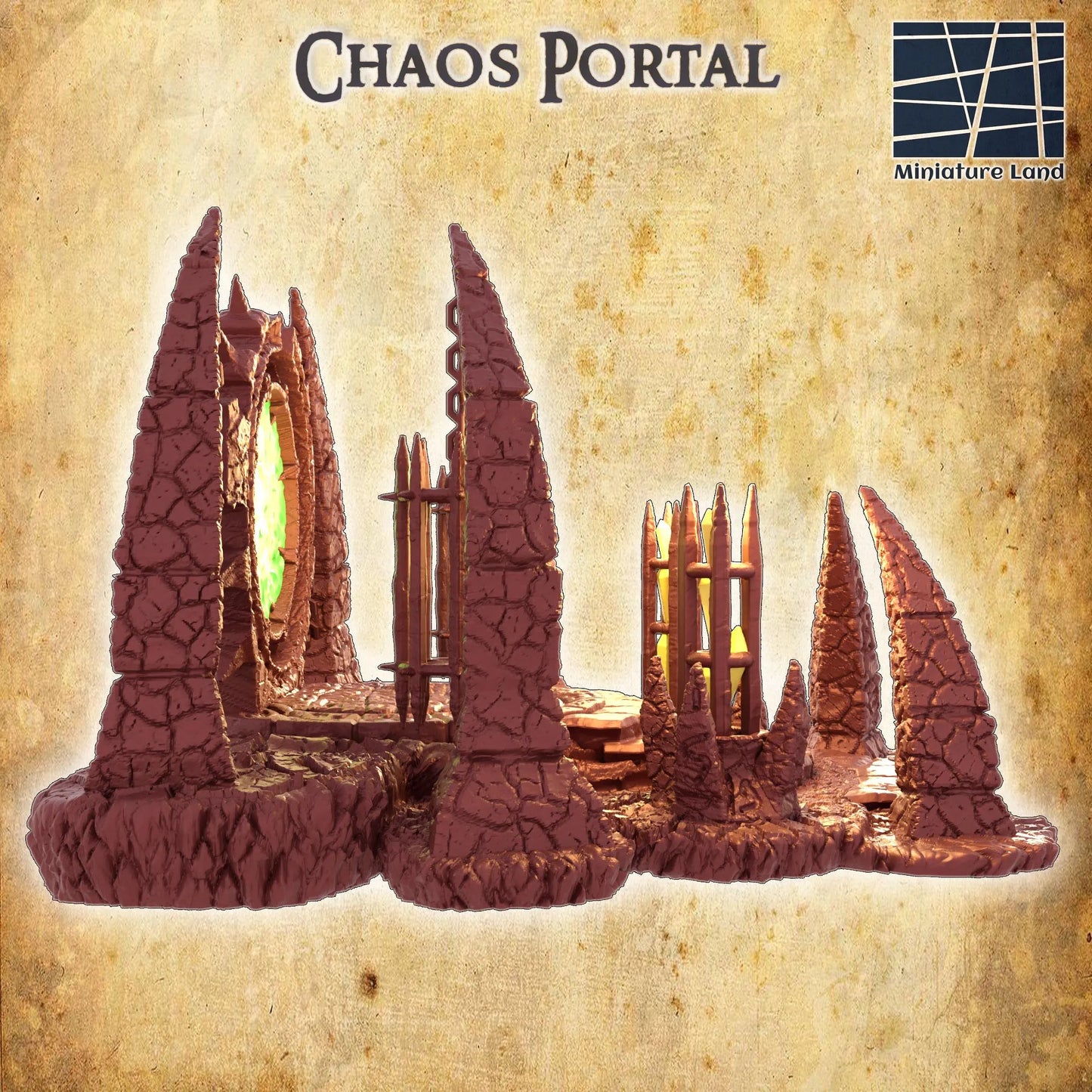 Chaos Portal - Tabletop Terrain - 28 MM, Tabletop 3D Printed Terrain by MiniatureLand, Perfect for Wargaming and RPGs