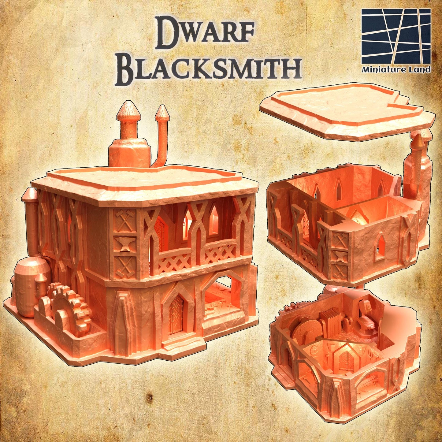 Dwarf Scrapyard - Tabletop Terrain - 28 MM, Tabletop 3D Printed Terrain by MiniatureLand, Perfect for Wargaming and RPGs