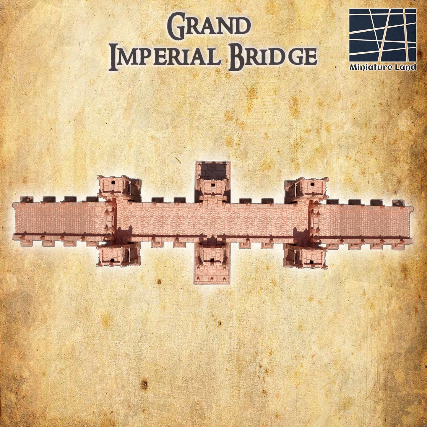 Grand Imperial Bridge - Tabletop Terrain - 28 MM, Tabletop 3D Printed Terrain by MiniatureLand, Perfect for Wargaming and RPGs