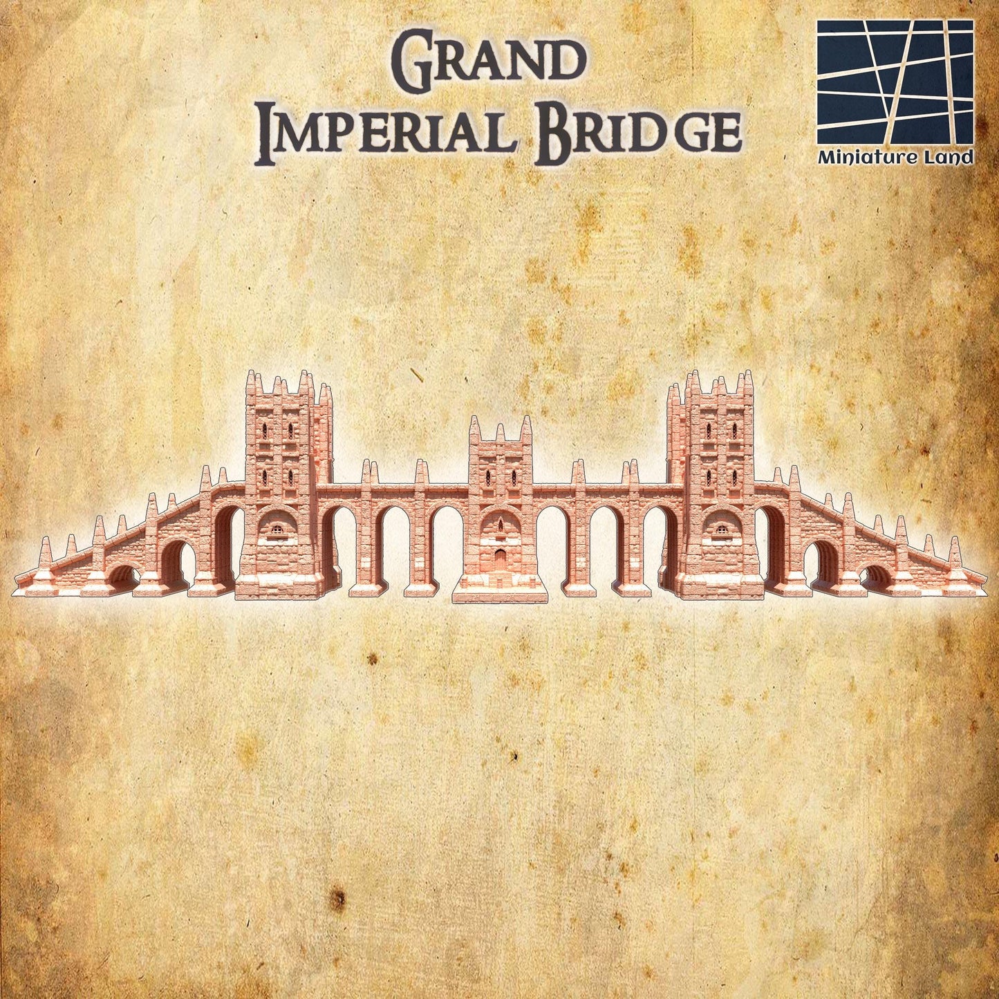 Grand Imperial Bridge - Tabletop Terrain - 28 MM, Tabletop 3D Printed Terrain by MiniatureLand, Perfect for Wargaming and RPGs