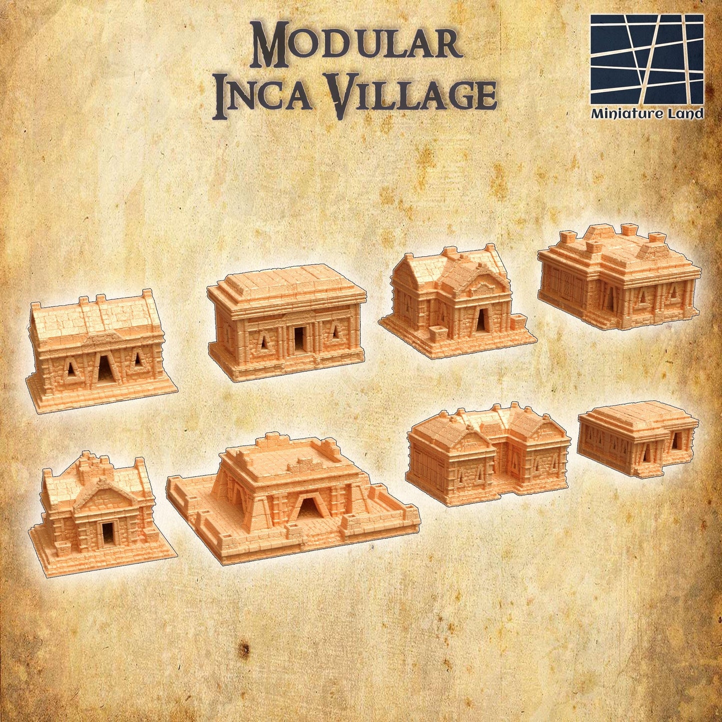 Modular Inca Village - Tabletop Terrain - 28 MM, Tabletop 3D Printed Terrain by MiniatureLand, Perfect for Wargaming and RPGs