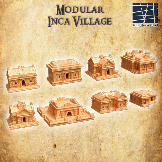 Modular Inca Village - Tabletop Terrain - 28 MM, Tabletop 3D Printed Terrain by MiniatureLand, Perfect for Wargaming and RPGs